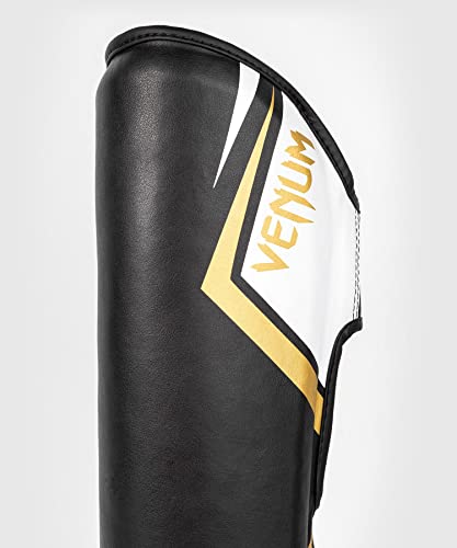 Protector Tibias Venum Contender 2.0 - Negro/Blanco/Oro - M