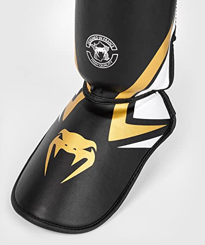 Protector Tibias Venum Contender 2.0 - Negro/Blanco/Oro - M