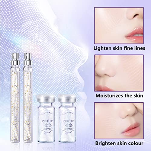 Protein Thread Lifting Set, Serum Facial, Hilo de Proteína Soluble y Hilo de Colágeno Combinado con Esencia de Nano Oro, Hilo de Proteína de Colágeno, Absorbable Collagen Thread for Face Lift