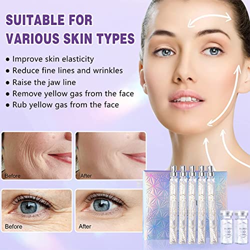 Protein Thread Lifting Set, Serum Facial, Hilo de Proteína Soluble y Hilo de Colágeno Combinado con Esencia de Nano Oro, Hilo de Proteína de Colágeno, Absorbable Collagen Thread for Face Lift