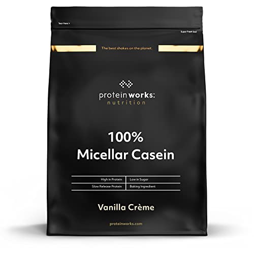 Protein Works| 100% Caseína Micelar | Sabor fresas con nata, 2 kg | Proteína de liberación lenta para antes de dormir