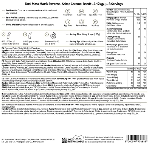 Protein Works| Total Mass Matrix Extreme Protein Powder | Masa Muscular | Alto En Calorías Para Ganar Masa | Con Glutamina, Creatina Y Vitaminas, Caramelo Salado, 2.12 kg, 4240 Gramo