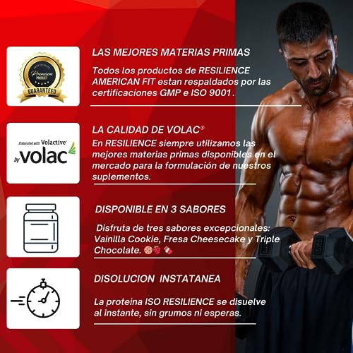 Proteína en Polvo|ISO RESILIENCE|1.8kg Proteínas de Suero con Creatina|Ganar Masa Muscular|Proteína Sabor Fresa Cheescake|Batido Proteinas Masa Muscular|Proteina Con Creatina.