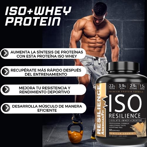 Proteína en Polvo|ISO RESILIENCE|1.8kg Proteínas de Suero con Creatina|Ganar Masa Muscular|Proteína Sabor Vainilla cookie|Batido Proteinas Masa Muscular|Proteina Con Creatina.