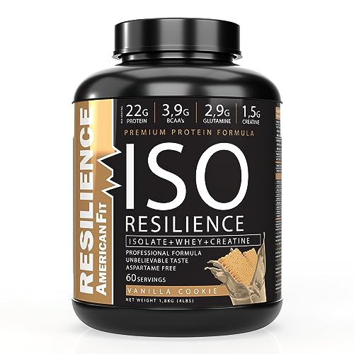 Proteína en Polvo|ISO RESILIENCE|1.8kg Proteínas de Suero con Creatina|Ganar Masa Muscular|Proteína Sabor Vainilla cookie|Batido Proteinas Masa Muscular|Proteina Con Creatina.