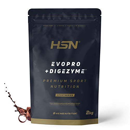 Proteína Secuencial Evopro de HSN | Sabor Chocolate 2 Kg = 67 Tomas | Mezcla de Caseína + Whey | Con Enzimas Digestivas Digezyme | No-GMO, Vegetariano, Sin Gluten