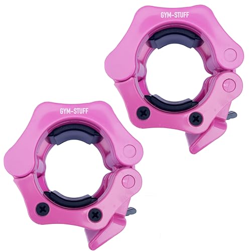 PROTONE Clips olímpicos para pesas de 5 cm o 2,5 cm, collares de abrazadera de bloqueo con clips de liberación rápida de 5 cm o 2,5 cm para levantamiento de pesas (rosa)