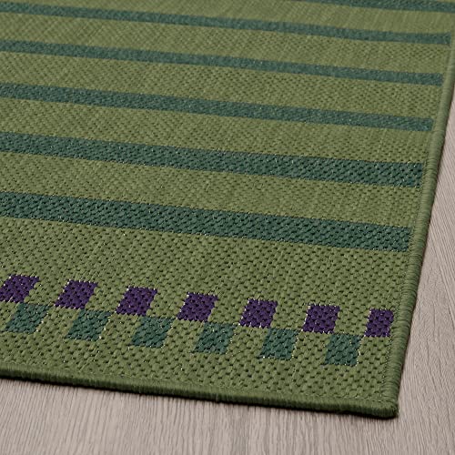 ProTuning IKEA KORSNING - Alfombra de tejido plano, 80 x 150 cm, color verde y morado a rayas