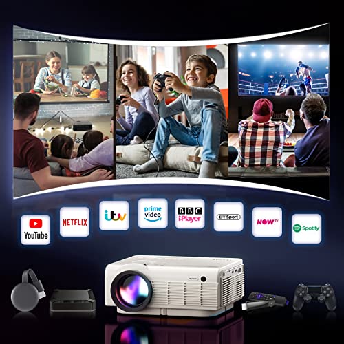 Proyector, YEZMEK Nativo 1080P 15000 Lumen Full HD Proyector 5G WiFi Bluetooth, Mini Proyector Portátil 4K Soporte, Compatible con TV Stick Smartphone Tableta Laptop HDMI USB TF.