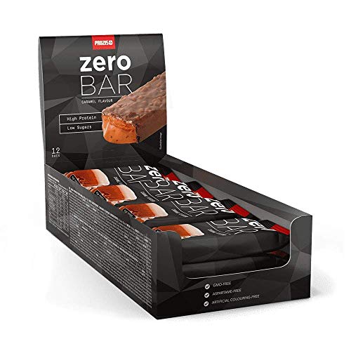 Prozis Zero Bar, Barrita con bajo contenido en azúcares, Caramelo - 12 x 40 g