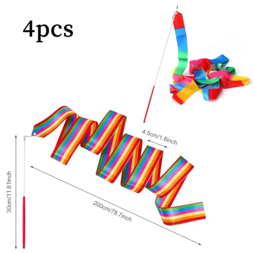 PSOWQ Cintas Baile, Cinta Gimnasia rítmica 2 Metros Cinta Gimnasia con Barra giratoria, Gimnasia rítmica, Gimnasia, Danza, para Niños Baile Artístico Gimnasia Entrenamiento Actividades Divertidas