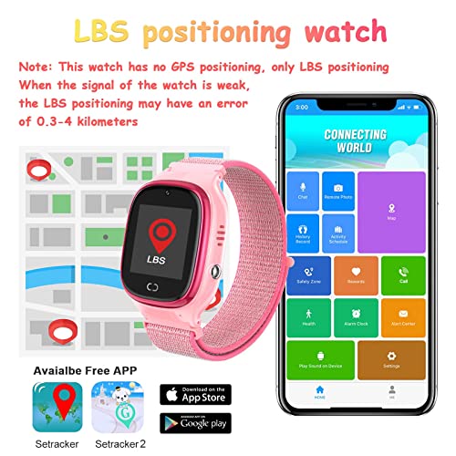 PTHTECHUS Niños Smartwatch Teléfono Localizador LBS, Reloj de Pulsera Inteligente con Chat de Voz SOS Cámara Despertador Reloj Digital Regalo Niño y niña de 4 a 12 años