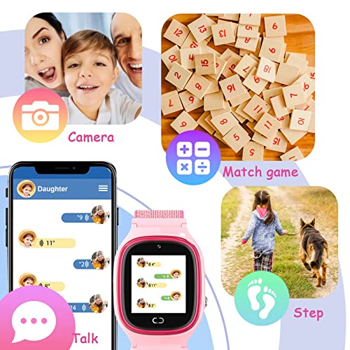 PTHTECHUS Niños Smartwatch Teléfono Localizador LBS, Reloj de Pulsera Inteligente con Chat de Voz SOS Cámara Despertador Reloj Digital Regalo Niño y niña de 4 a 12 años