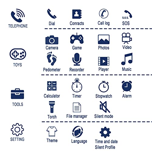 PTHTECHUS Reloj Inteligente Niños, Smartwatch con Llamadas, Pulsera Inteligente Juegos Música Cámara Podómetro Linterna Despertador Calculadora, Estudiantes Niño Niña Regalos de Cumpleanos (Azul)