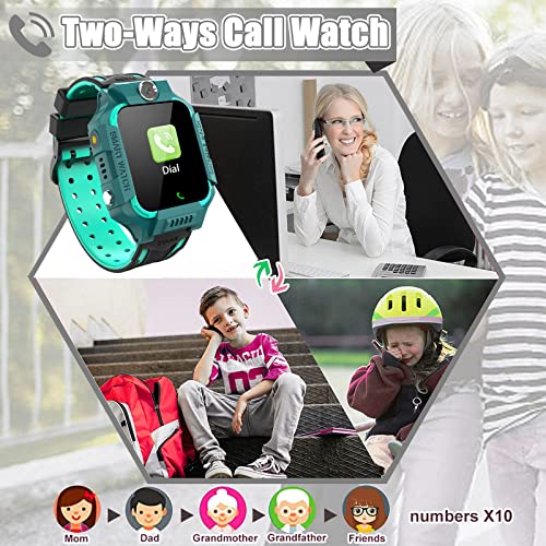 PTHTECHUS Reloj Inteligente Niños, Smartwatch con Llamadas, Pulsera Inteligente Juegos Música Cámara Podómetro Linterna Despertador Calculadora, Estudiantes Niño Niña Regalos de Cumpleanos (Azul)