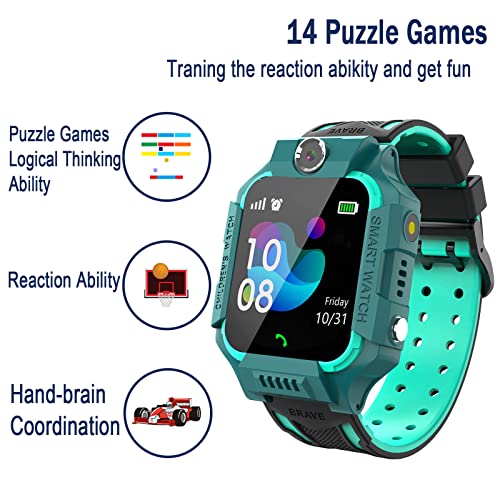 PTHTECHUS Reloj Inteligente Niños, Smartwatch con Llamadas, Pulsera Inteligente Juegos Música Cámara Podómetro Linterna Despertador Calculadora, Estudiantes Niño Niña Regalos de Cumpleanos (Azul)