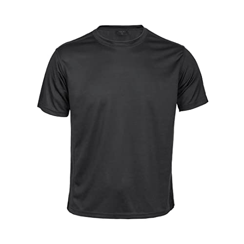 publiclick Lote 10 Camisetas Tecnicas Deportivas 135gr, Negras, 100% poliéster Transpirable de 135g/m2 (M)