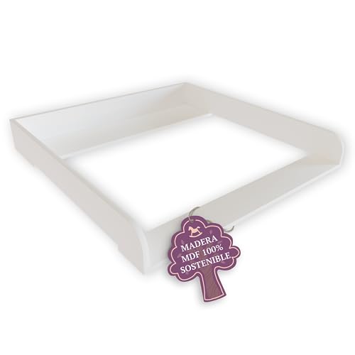 Puckdaddy – Cambiador Lasse, Compatible con la Cómoda Hemnes de IKEA – 80 x 80 x 10 cm de Madera Blanca – Tablero de Calidad con Material de Montaje para Pared