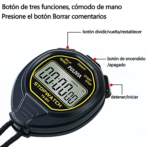 PULIVIA Cronómetro Deportivo Temporizador Cronómetro Simple IP65 Prueba Agua, Sin Reloj Sin Calendario Sin Alarma, Cronómetro Fácil Usar Entrenadores Correr Natación Entrenamiento Deportivo, Amarillo