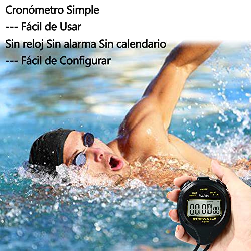 PULIVIA Cronómetro Deportivo Temporizador Cronómetro Simple IP65 Prueba Agua, Sin Reloj Sin Calendario Sin Alarma, Cronómetro Fácil Usar Entrenadores Correr Natación Entrenamiento Deportivo, Amarillo