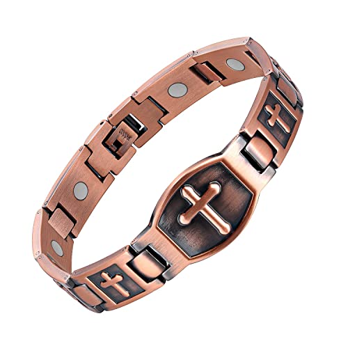 Pulsera de cobre para hombre, pulsera de salud, pulsera magnética, pulsera cruzada, Cobre