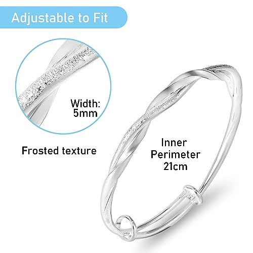 Pulsera de plata ajustable para todos los tamaños, pulsera para aliviar la ansiedad, pulsera clásica de plata para mujeres y niñas, regalo de cumpleaños, San Valentín, graduación, Acero inoxidable