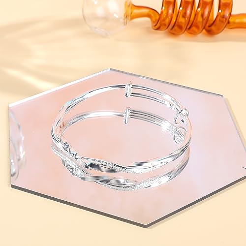 Pulsera de plata ajustable para todos los tamaños, pulsera para aliviar la ansiedad, pulsera clásica de plata para mujeres y niñas, regalo de cumpleaños, San Valentín, graduación, Acero inoxidable