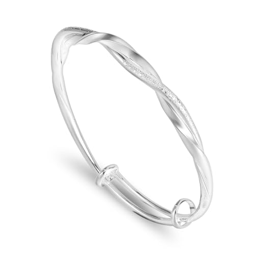 Pulsera de plata ajustable para todos los tamaños, pulsera para aliviar la ansiedad, pulsera clásica de plata para mujeres y niñas, regalo de cumpleaños, San Valentín, graduación, Acero inoxidable