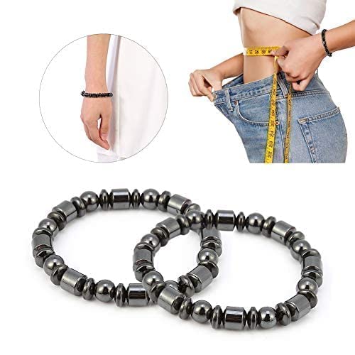 Pulsera Magnética Adelgazante 2 piezas Pulsera de piedra con estilo unisex de pérdida de peso Pulsera magnética de cuidado de la salud Mujer Hombre Regalos para padres Amigos