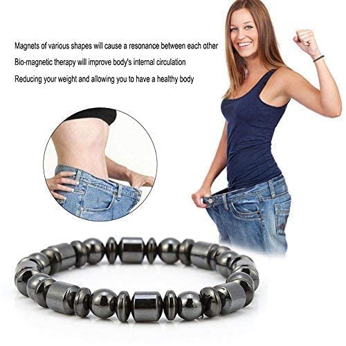 Pulsera Magnética Adelgazante 2 piezas Pulsera de piedra con estilo unisex de pérdida de peso Pulsera magnética de cuidado de la salud Mujer Hombre Regalos para padres Amigos