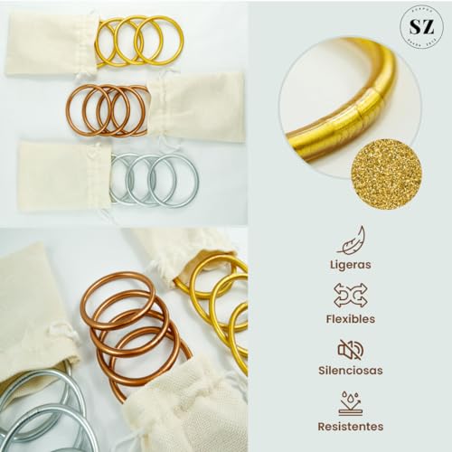 Pulsera Mujer. Pack 5 Pulseras Estilo Pan de Oro. Brazalete Dorado, Plateado y Rosado. Regalos Originales para Mujer. Brazalete Mujer Estilo Budista. Amuletos de la Suerte y Protección (DORADA)).