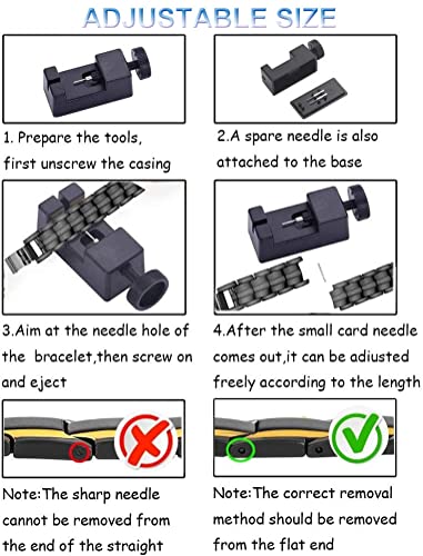 Pulseras magnéticas para hombres y mujeres, terapia magnética de doble resistencia para artritis y alivio del dolor carpiano,con herramienta de eliminación de enlaces gratis y caja de regalo (negro)