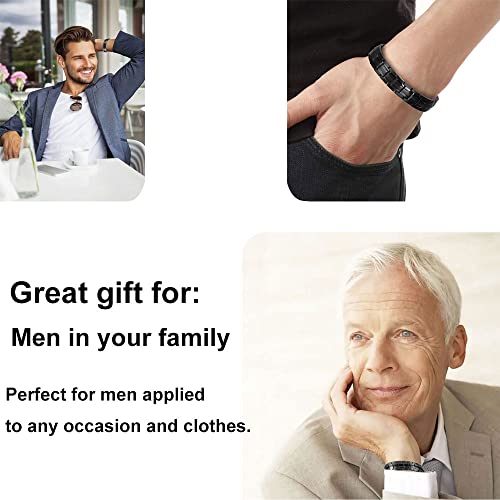 Pulseras magnéticas para hombres y mujeres, terapia magnética de doble resistencia para artritis y alivio del dolor carpiano,con herramienta de eliminación de enlaces gratis y caja de regalo (negro)