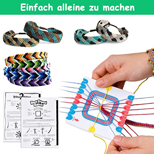 Pulseras para Niñas Kit de Pulsera de Amistad, Kit Fabricación Pulseras Coloridas, Amistad DIY Kit de Manualidades de Pulsera, con Hilo de Colores, Cuentas, Tablero Tejido, Manualidades para Niños