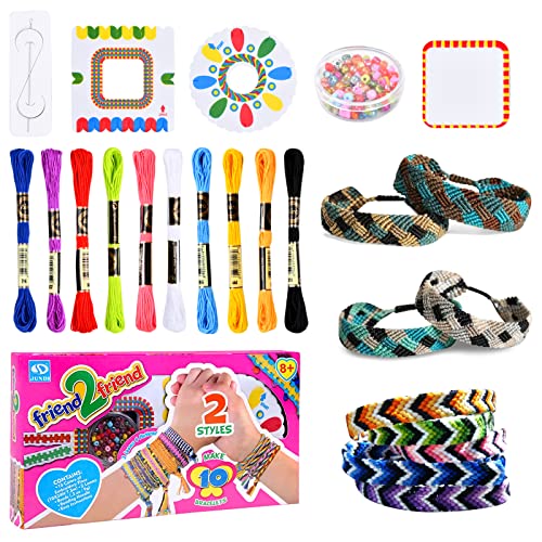 Pulseras para Niñas Kit de Pulsera de Amistad, Kit Fabricación Pulseras Coloridas, Amistad DIY Kit de Manualidades de Pulsera, con Hilo de Colores, Cuentas, Tablero Tejido, Manualidades para Niños