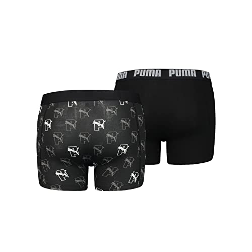 PUMA Boxer Cat AOP Briefs, Negro Combo, XL para Hombre