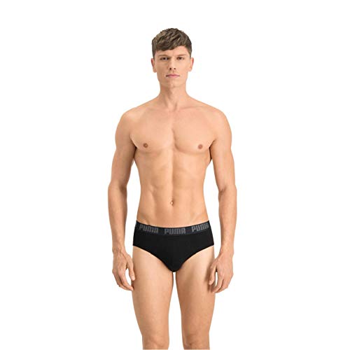 PUMA Brief Boxer Shorts, Negro (Black/Black), XL (Pack de 2) para Hombre