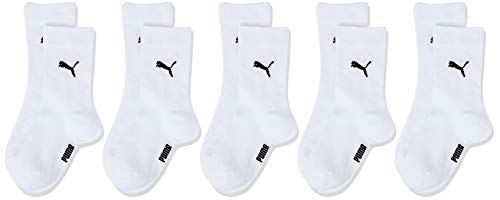 PUMA Easy Rider Kids' Crew Socks (5 Pack) Calcetines, Blanco, 35-38 (Pack de 5) Unisex niños