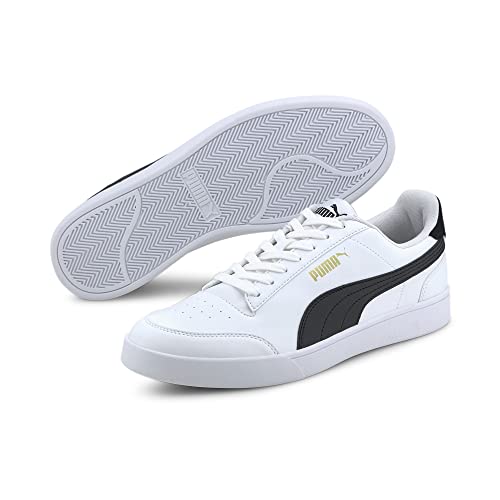 PUMA Unisex Adults' Fashion Shoes SHUFFLE Trainers & Sneakers, PUMA WHITE-PUMA BLACK-PUMA TEAM GOLD, 42