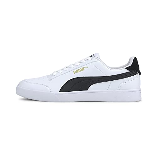 PUMA Unisex Adults' Fashion Shoes SHUFFLE Trainers & Sneakers, PUMA WHITE-PUMA BLACK-PUMA TEAM GOLD, 42