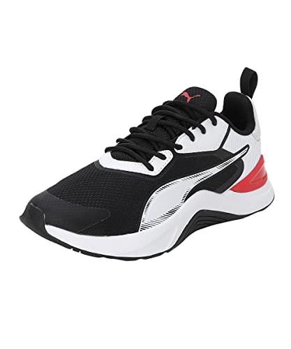 PUMA Unisex Adults' Sport Shoes INFUSION Road Running Shoes, PUMA BLACK-PUMA WHITE-FOR ALL TIME RED, 44.5