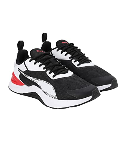 PUMA Unisex Adults' Sport Shoes INFUSION Road Running Shoes, PUMA BLACK-PUMA WHITE-FOR ALL TIME RED, 44.5