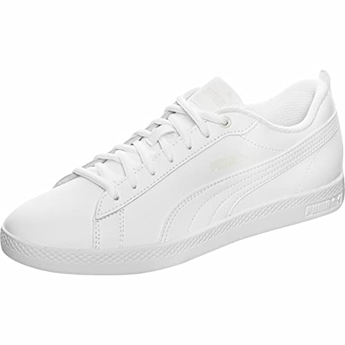 PUMA Women's Fashion Shoes SMASH WNS V2 L Trainers & Sneakers, PUMA WHITE-PUMA WHITE, 38