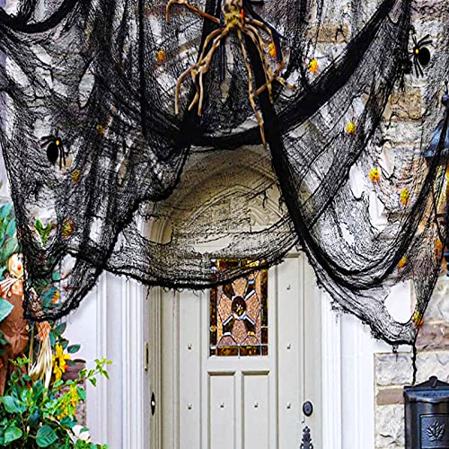 Puoxbim - Tela de Halloween para decoración, 3 x 2 m Gasa negra para casa embrujada, patio o jardín, decoración de pared interior para ventanas