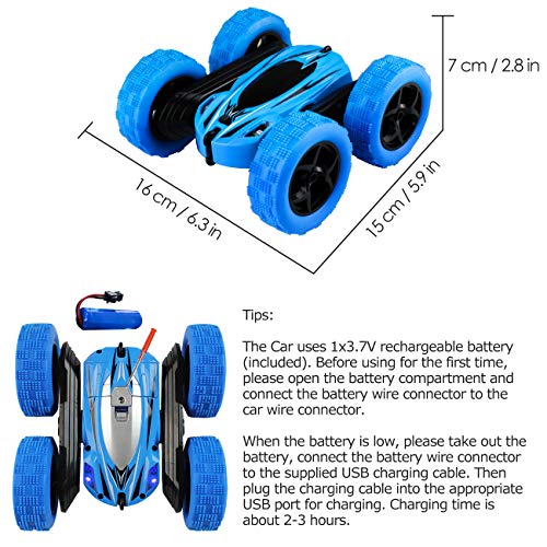 Pup Go Coche acrobático de Control Remoto para niños a Partir de 3 años, Buggy 4WD de 2.4GHz, Giro acrobático de 360 Grados, Recargable, Gran Regalo para niños y niñas (Azul)