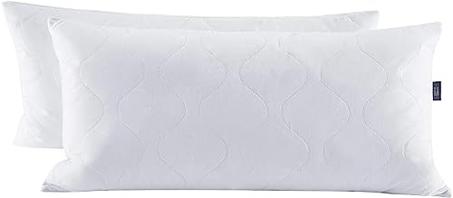 puredown® Almohadas de Plumas y Plumón de Ganso con Funda de 100% Algodón Lavable a Máquina Paquete de 2, 40x80cm