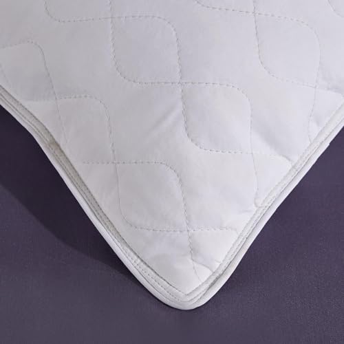 puredown® Pack de 2 Almohada de Plumas de Ganso Suave Almohadas Bordadas Lavables a Máquina Anti-ácaros, 50x70cm