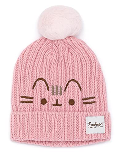 Pusheen Gorro guantes Mujeres gato rosa de punto de invierno