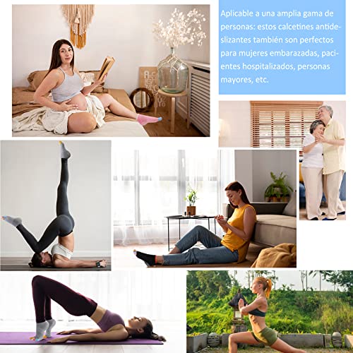 PUTUO Calcetines de Yoga con Dedos para Mujer: Calcetines de Pilates Antideslizantes para Mujer Calcetines Deportivos de Algodón de Cinco Dedos para Fitness Ballet Talla 36-43 3 Pares