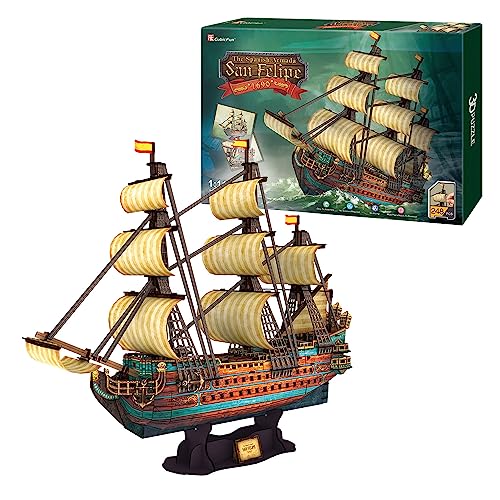 Puzzle 3D - Maqueta Barco San Felipe | Maquetas para Construir Adultos Y Niños | Maqueta Barco Puzzle 3D Adultos Y Puzzles 3D Niños | Maquetas para Montar | 248 Piezas